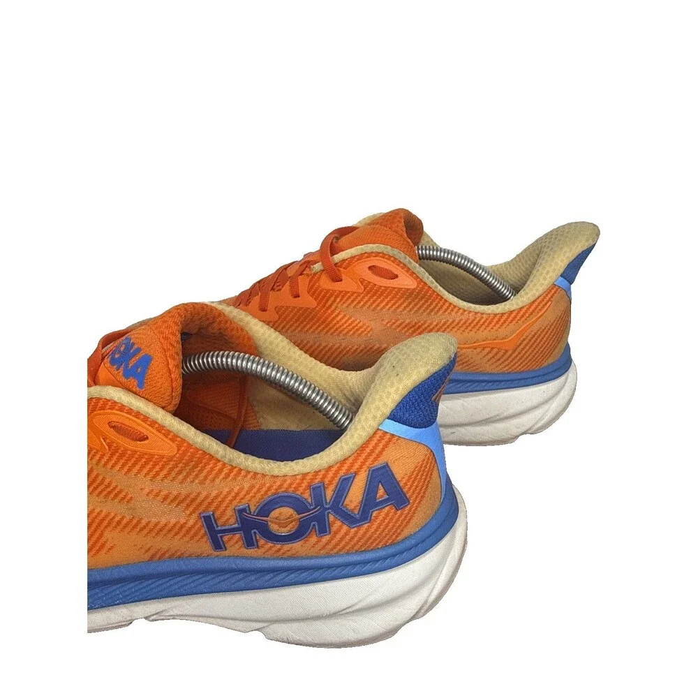 Hoka One One Clifton 9 Impala Orange Blue Mens Size 12.5 D Athletic Shoes